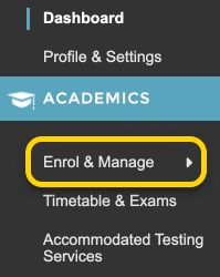In the main navigation, Enrol & Manage is highlighted.