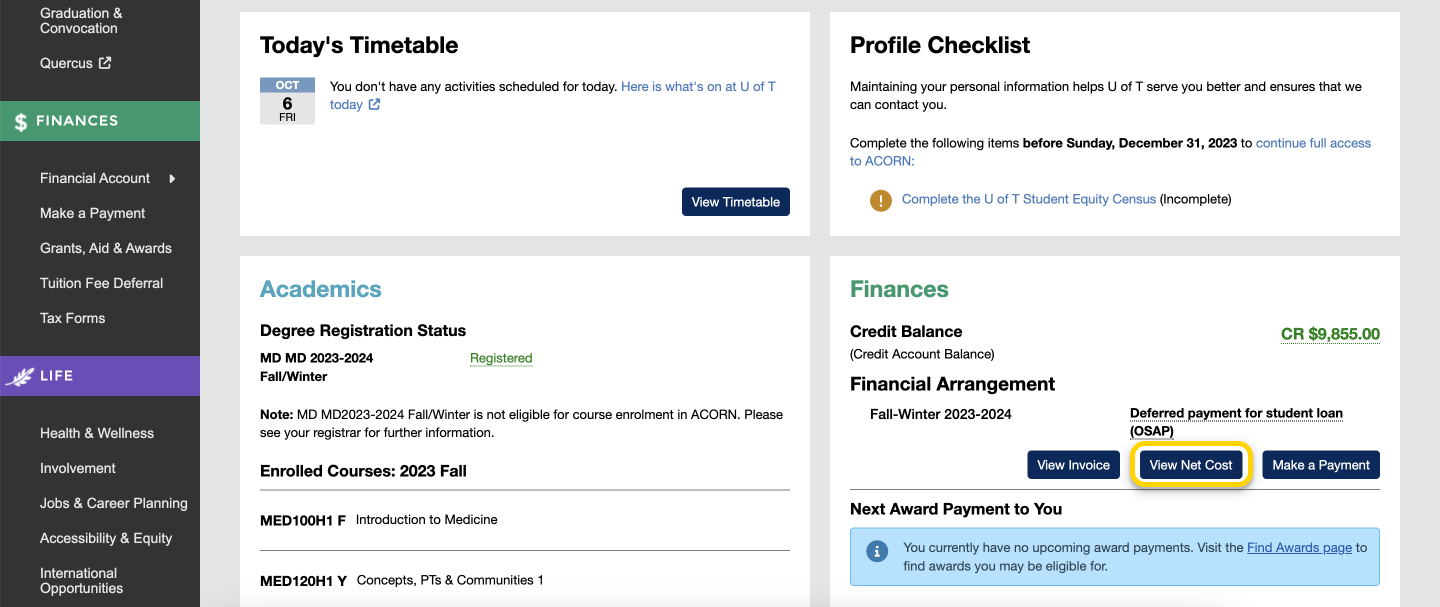 Please tell me if you guys have acorn for uoft can someone check and tell  if these courses will be online for 1st year I couldnt find information in  google and i